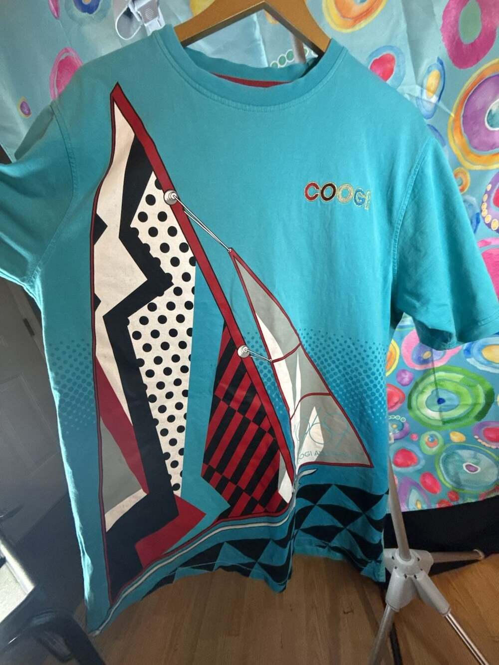 Vintage Coogi Australia 1969 Abstract Nautical Sailing Graphic T-Shirt sz Large